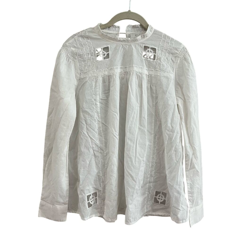 Anthropologie Eri Ali 100% Cotton White Gauzy Top-Size XS
